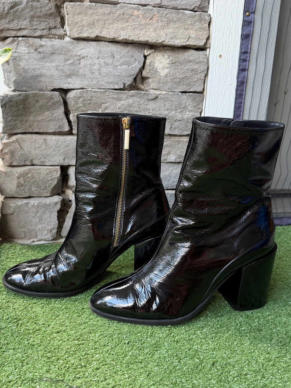 Dear Frances Patent Leather Mid-Calf Women’s Boots